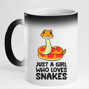 Just A Girl Who Loves Snakes 11oz Black Color Changing Mug