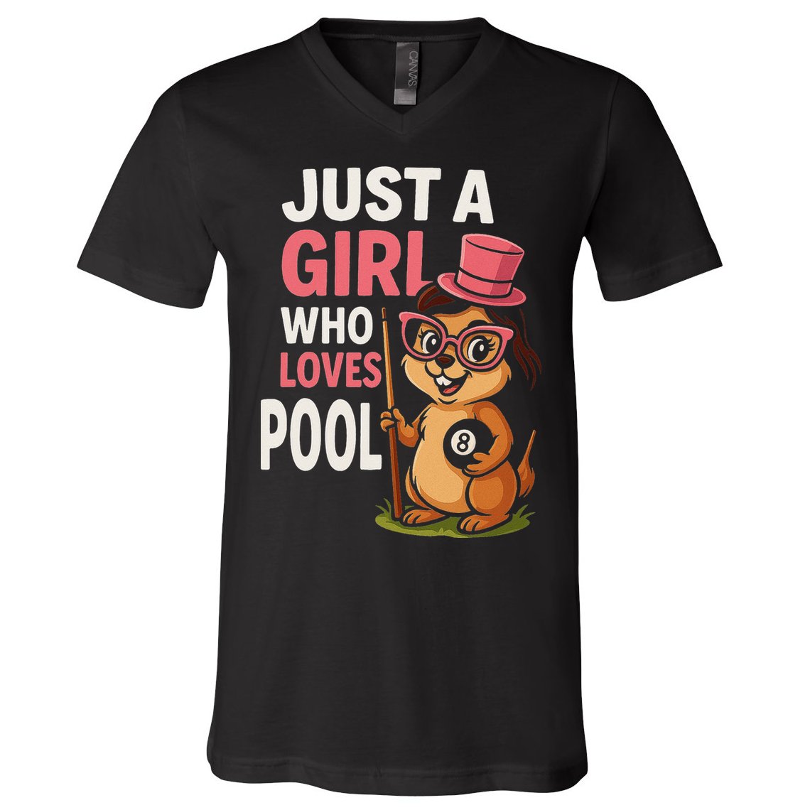 Just A Girl Who Loves Pool Billiard Pool Player Girl Funny V-Neck T-Shirt