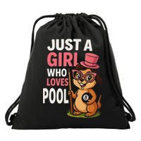Just A Girl Who Loves Pool Billiard Pool Player Girl Funny Drawstring Bag