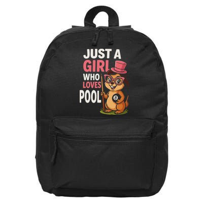 Just A Girl Who Loves Pool Billiard Pool Player Girl Funny 16 in Basic Backpack