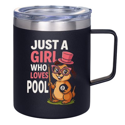 Just A Girl Who Loves Pool Billiard Pool Player Girl Funny 12oz Stainless Steel Coffee Mug