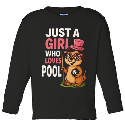 Just A Girl Who Loves Pool Billiard Pool Player Girl Funny Toddler Long Sleeve Shirt