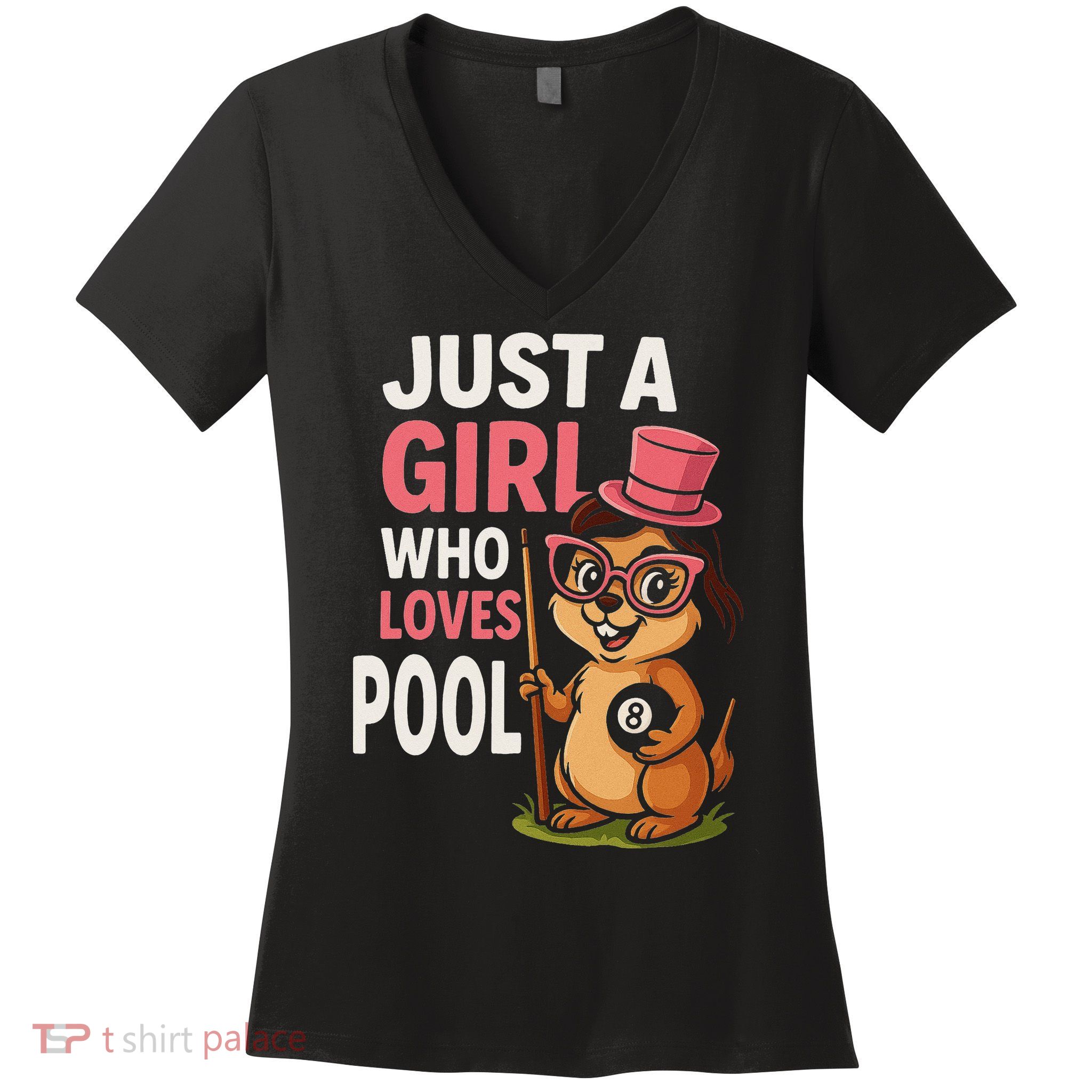 Just A Girl Who Loves Pool Billiard Pool Player Girl Funny Women's V-Neck T-Shirt