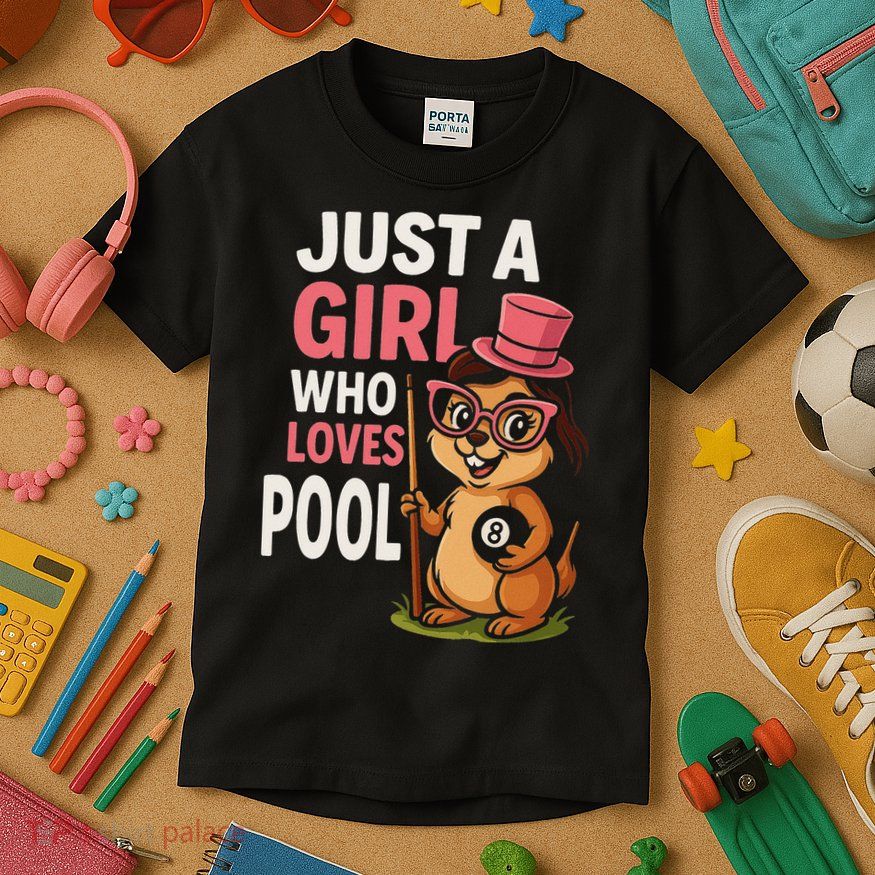 Just A Girl Who Loves Pool Billiard Pool Player Girl Funny Kids T-Shirt