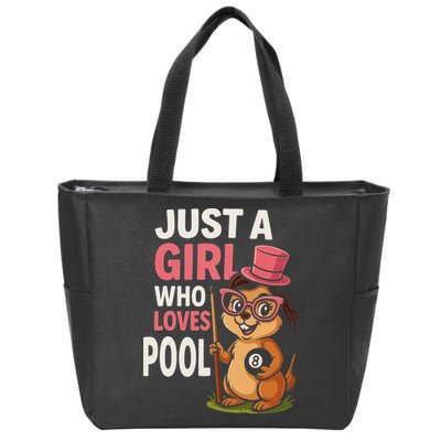Just A Girl Who Loves Pool Billiard Pool Player Girl Funny Zip Tote Bag