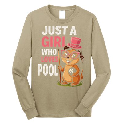 Just A Girl Who Loves Pool Billiard Pool Player Girl Funny Long Sleeve Shirt