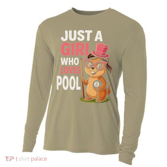 Just A Girl Who Loves Pool Billiard Pool Player Girl Funny Cooling Performance Long Sleeve Crew