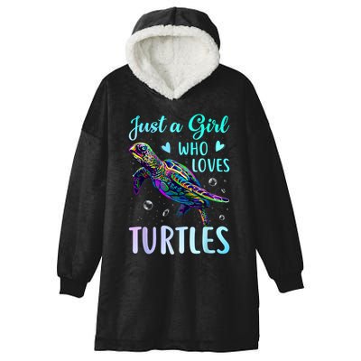 Just A Girl Who Loves Turtles Pastel Watercolor Turtle Gift Hooded Wearable Blanket