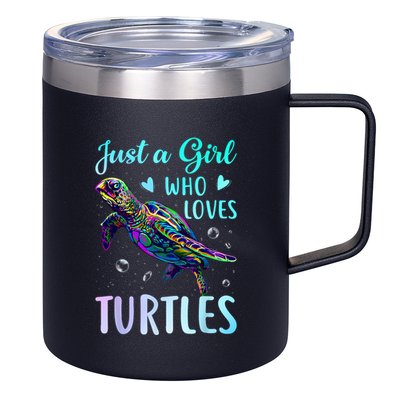 Just A Girl Who Loves Turtles Pastel Watercolor Turtle Gift 12oz Stainless Steel Coffee Mug