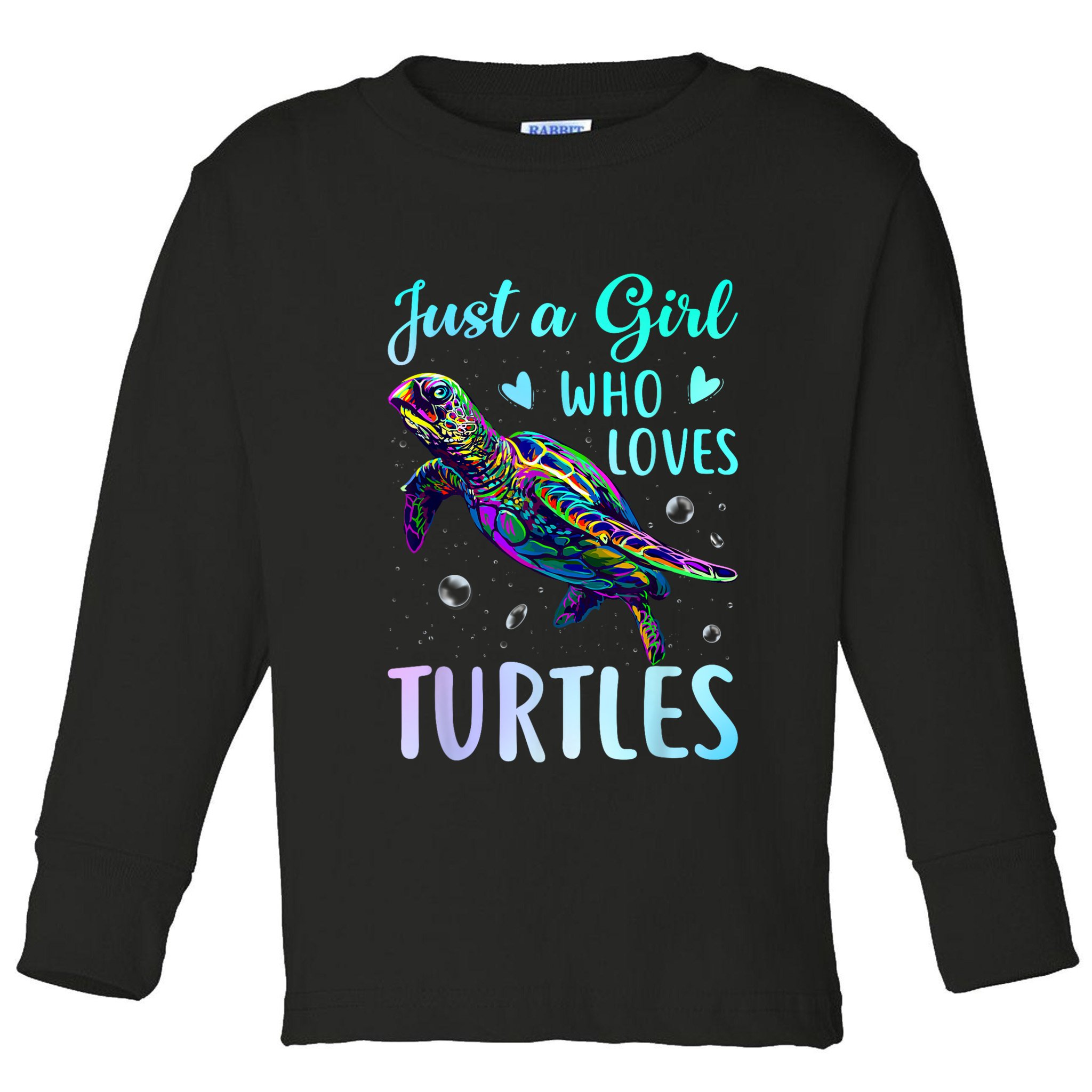 Just A Girl Who Loves Turtles Pastel Watercolor Turtle Gift Toddler Long Sleeve Shirt