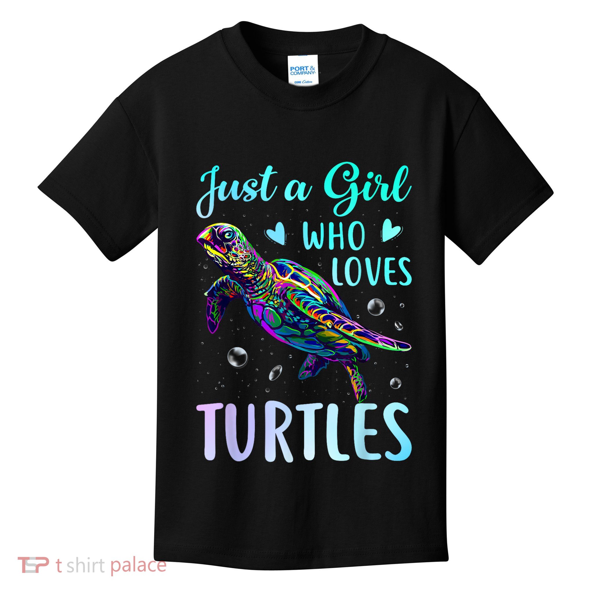 Just A Girl Who Loves Turtles Pastel Watercolor Turtle Gift Kids T-Shirt