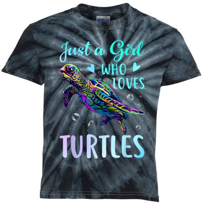 Just A Girl Who Loves Turtles Pastel Watercolor Turtle Gift Kids Tie-Dye T-Shirt