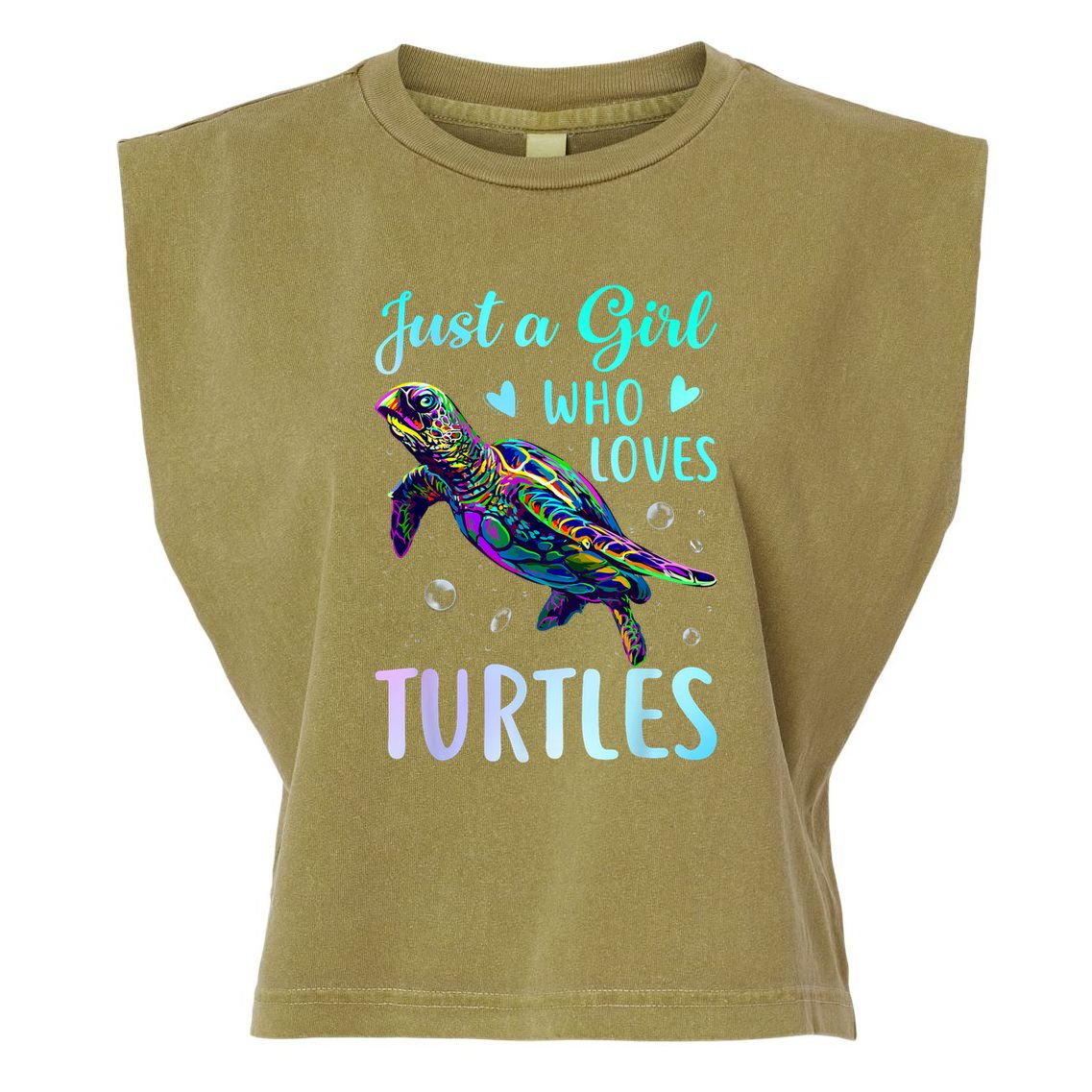Just A Girl Who Loves Turtles Pastel Watercolor Turtle Gift Garment-Dyed Women's Muscle Tee