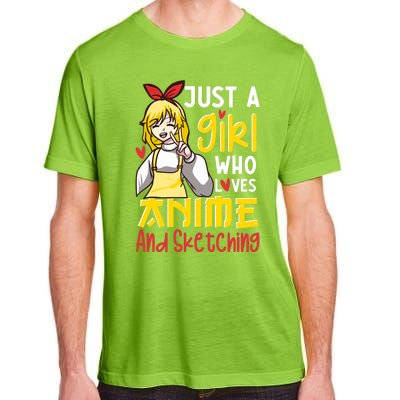 Just A Girl Who Loves Anime And Sketching Otaku Anime Merch Adult ChromaSoft Performance T-Shirt