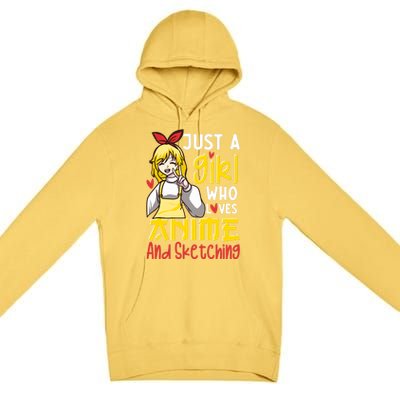 Just A Girl Who Loves Anime And Sketching Otaku Anime Merch Premium Pullover Hoodie