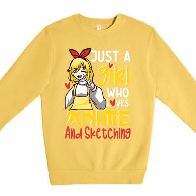 Just A Girl Who Loves Anime And Sketching Otaku Anime Merch Premium Crewneck Sweatshirt