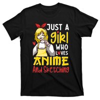 Just A Girl Who Loves Anime And Sketching Otaku Anime Merch T-Shirt