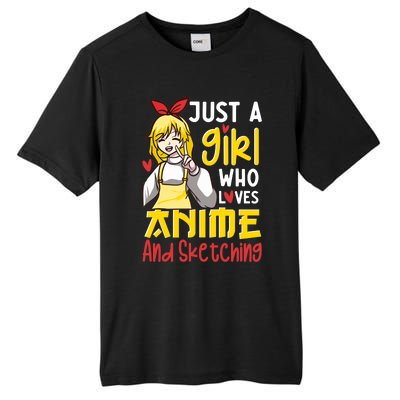 Just A Girl Who Loves Anime And Sketching Otaku Anime Merch Tall Fusion ChromaSoft Performance T-Shirt