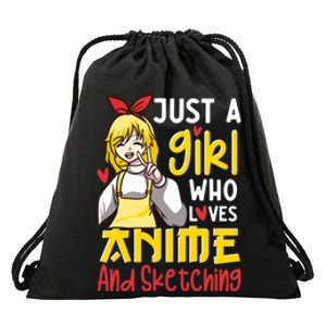 Just A Girl Who Loves Anime And Sketching Otaku Anime Merch Drawstring Bag