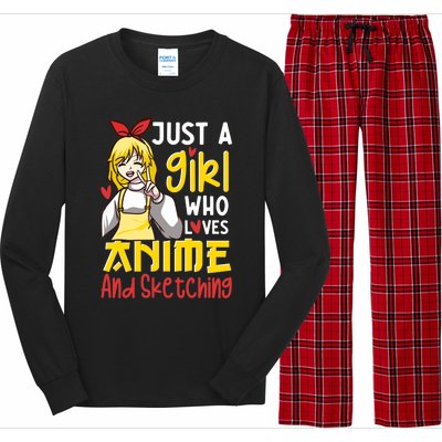 Just A Girl Who Loves Anime And Sketching Otaku Anime Merch Long Sleeve Pajama Set