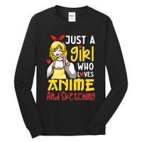 Just A Girl Who Loves Anime And Sketching Otaku Anime Merch Tall Long Sleeve T-Shirt