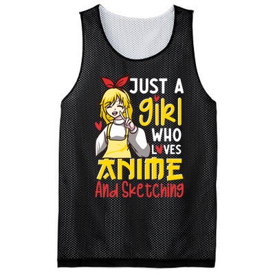 Just A Girl Who Loves Anime And Sketching Otaku Anime Merch Mesh Reversible Basketball Jersey Tank