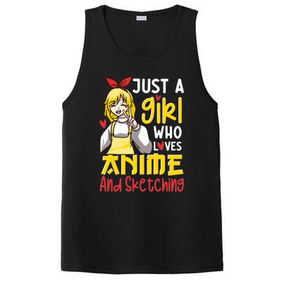 Just A Girl Who Loves Anime And Sketching Otaku Anime Merch PosiCharge Competitor Tank