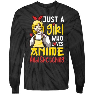 Just A Girl Who Loves Anime And Sketching Otaku Anime Merch Tie-Dye Long Sleeve Shirt