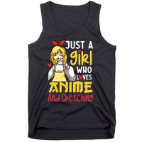 Just A Girl Who Loves Anime And Sketching Otaku Anime Merch Tank Top