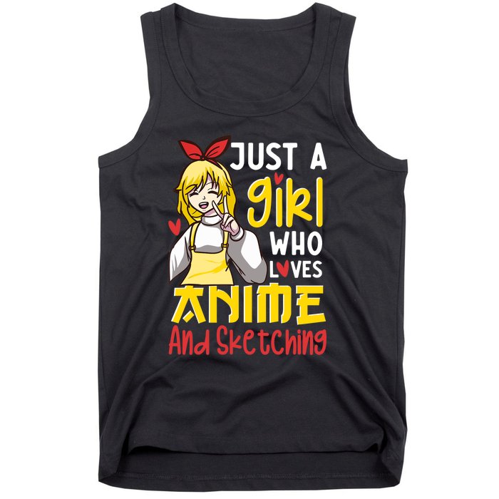 Just A Girl Who Loves Anime And Sketching Otaku Anime Merch Tank Top