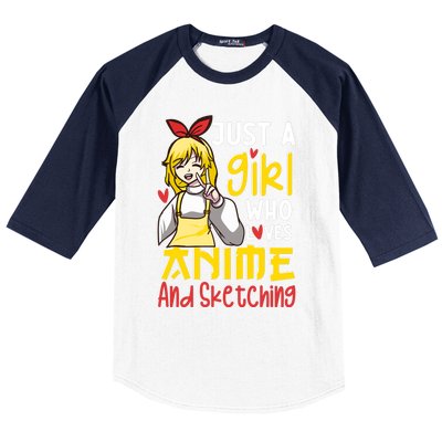 Just A Girl Who Loves Anime And Sketching Otaku Anime Merch Baseball Sleeve Shirt