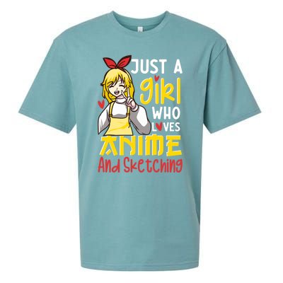 Just A Girl Who Loves Anime And Sketching Otaku Anime Merch Sueded Cloud Jersey T-Shirt