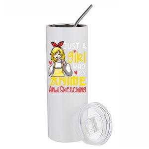 Just A Girl Who Loves Anime And Sketching Otaku Anime Merch Stainless Steel Tumbler