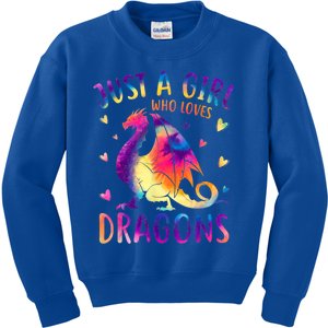 Just A Girl Who Loves Dragons Colorful Tie Dye Gift Girls Kids Sweatshirt