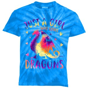 Just A Girl Who Loves Dragons Colorful Tie Dye Gift Girls Kids Tie-Dye T-Shirt