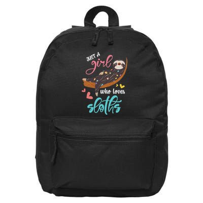 Just A Girl Who Loves Sloth 16 in Basic Backpack