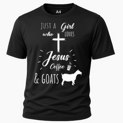 Just A Girl Who Loves Jesus Coffee and Goats Christian  Cooling Performance Crew T-Shirt