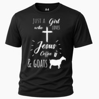 Just A Girl Who Loves Jesus Coffee and Goats Christian  Cooling Performance Crew T-Shirt