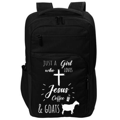 Just A Girl Who Loves Jesus Coffee and Goats Christian  Impact Tech Backpack
