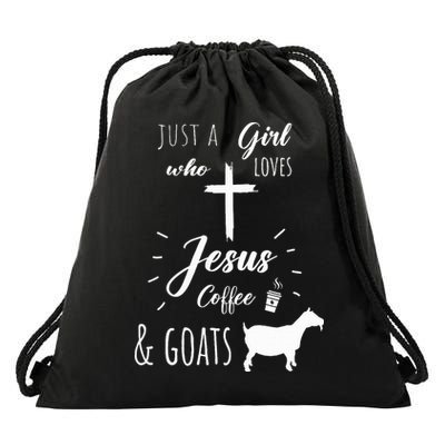 Just A Girl Who Loves Jesus Coffee and Goats Christian  Drawstring Bag