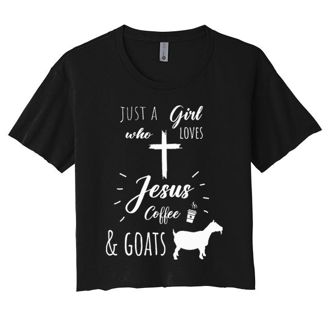 Just A Girl Who Loves Jesus Coffee and Goats Christian  Women's Crop Top Tee