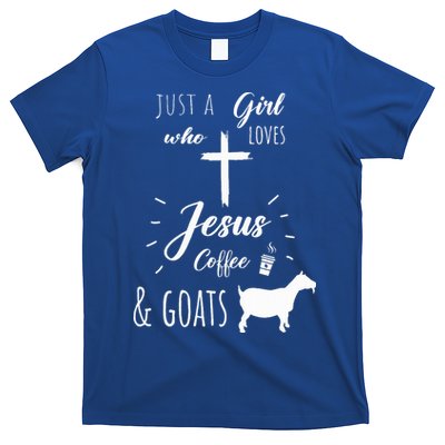 Just A Girl Who Loves Jesus Coffee and Goats Christian  T-Shirt