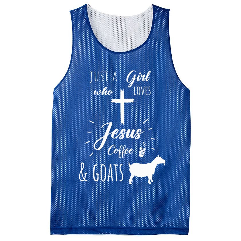 Just A Girl Who Loves Jesus Coffee and Goats Christian  Mesh Reversible Basketball Jersey Tank