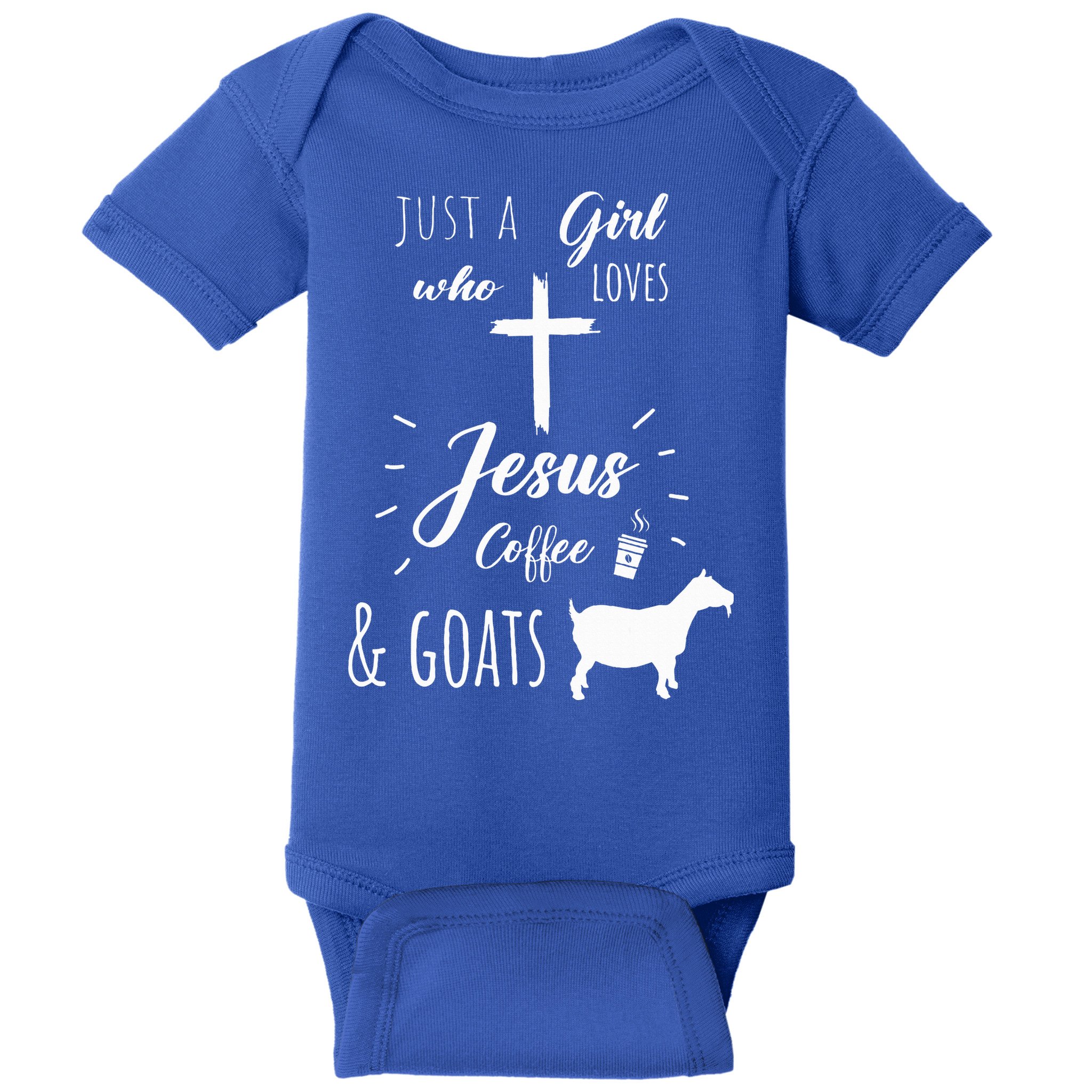 Just A Girl Who Loves Jesus Coffee and Goats Christian  Baby Bodysuit
