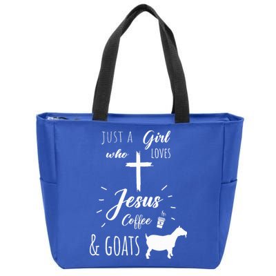 Just A Girl Who Loves Jesus Coffee and Goats Christian  Zip Tote Bag
