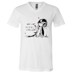 Just A Girl Alone In This World V-Neck T-Shirt