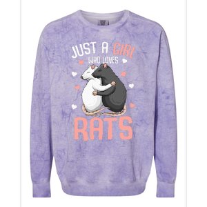 Just A Girl Who Loves Rats Kids Women Rat Lover Colorblast Crewneck Sweatshirt