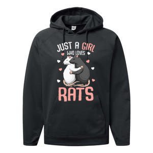 Just A Girl Who Loves Rats Kids Women Rat Lover Performance Fleece Hoodie