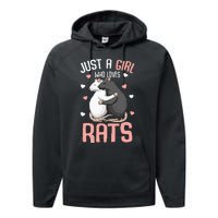 Just A Girl Who Loves Rats Kids Women Rat Lover Performance Fleece Hoodie