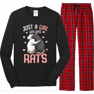 Just A Girl Who Loves Rats Kids Women Rat Lover Long Sleeve Pajama Set